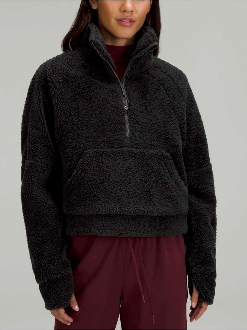 Lululemon Scuba Oversized Fleece Funnel Neck Size XL/XXL Black 1/2 Zip Pullover